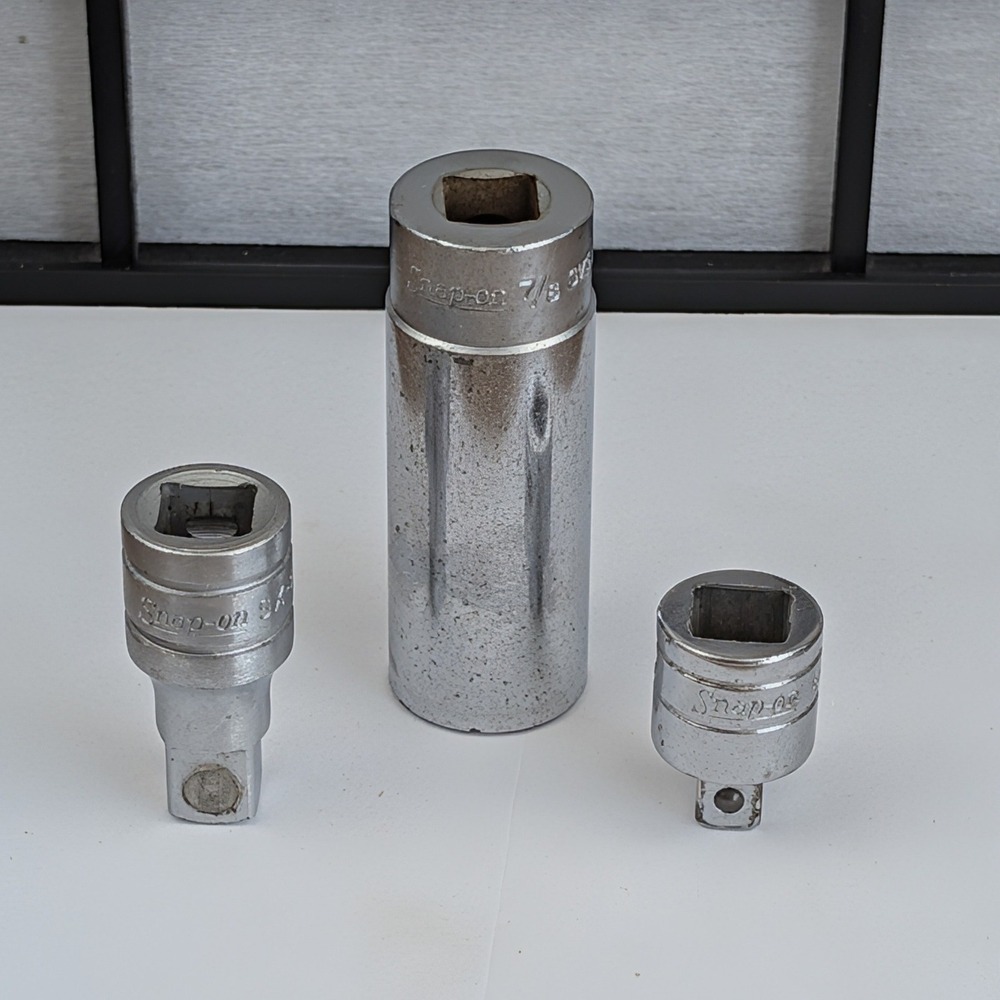 Snap-on 7/8 Deep Socket and Drive Adapters 3 Piece Set Chrome SAE USA Made